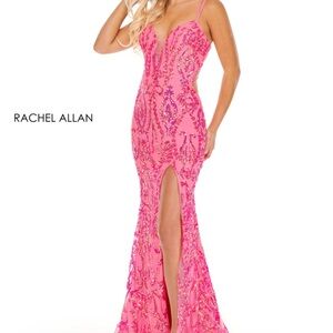 Rachel Allan Pink Embellished Prom Dress